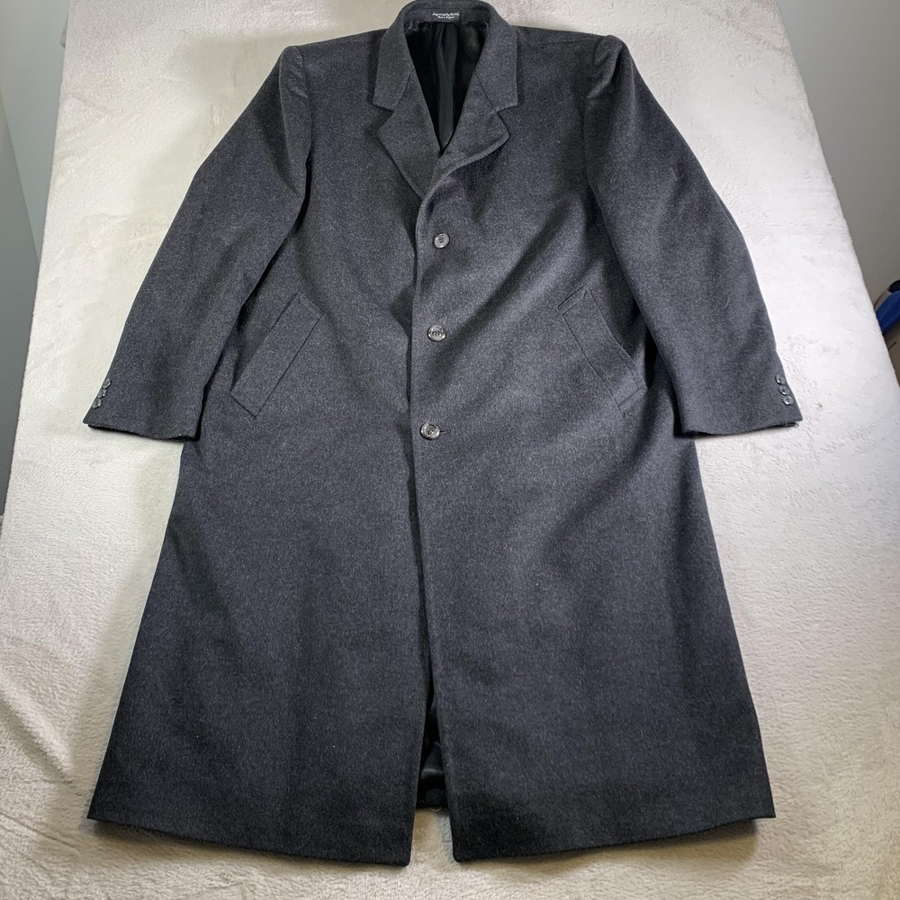 Silver Cloud Coat Mens 48L Gray Wool‎ Cashmere Blend Dress Overcoat Detective